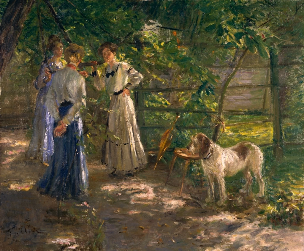 Le tre figlie dell'artista in giardino (1906)